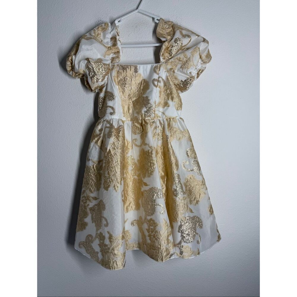 Rare Shein Girls Teen Brocade Gold Dress Size 13